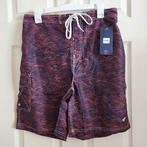 Dockers Swim E-Board Short Swim Trunks sz LARGE Classic Fit 9" Inseam Blue/Orang